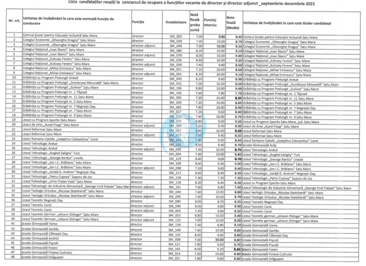 rezultate concurs directori scoli