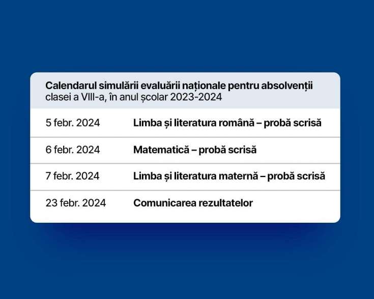 program evaluare nationala clasa 8