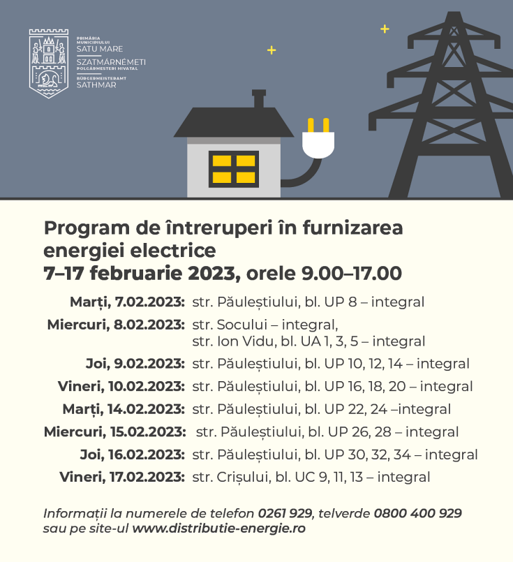 intreruperi curent 7 februarie